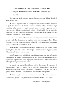 Discorso del Cardinale Crescenzio Sepe a