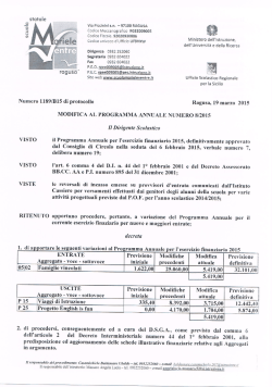 MODIFICA AL PROGRAMMA ANNUALE NUMERO