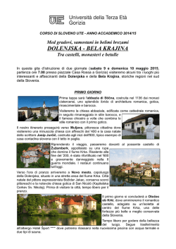 DOLENJSKA - BELA KRAJINA - Universit&agrave; della terza et&agrave; GORIZIA