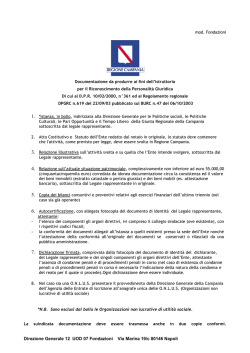 Documenti da produrre per la fondzione