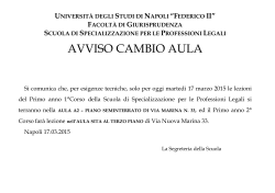 AVVISO CAMBIO AULA - Università degli Studi di Napoli Federico II