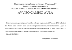 AVVISO CAMBIO AULA - Università degli Studi di Napoli Federico II