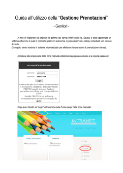 Guida all`utilizzo della &ldquo;Gestione Prenotazioni&rdquo;