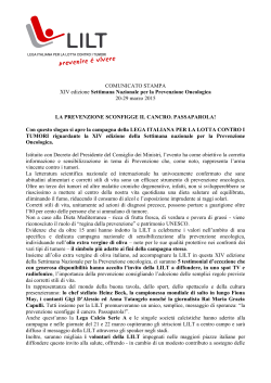 Il comunicato stampa - Lega Italiana per la lotta contro i tumori