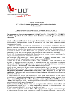 Il comunicato stampa - Lega Italiana per la lotta contro i tumori