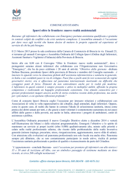 Ipasvi oltre le frontiere: nuove realt&agrave; assistenziali