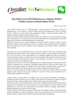 Class Editori socio di WeToBusiness per sviluppare WeChat in Italia