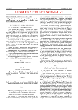 deCreto LegISLatIvo 16 marzo 2015, n. 28