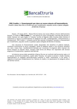 PMI Credito +: finanziamenti per dare un nuovo