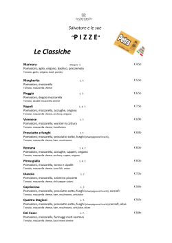 menu pizze - Sartori`s Hotel