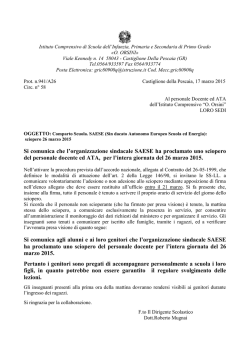 Sciopero personale docente e ATA