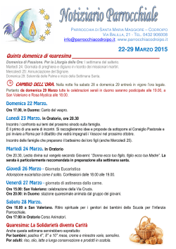 22-29 MARZO 2015 - Parrocchia di Santa Maria Maggiore