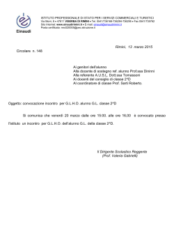 Rimini, 13 marzo 2015 Circolare n. 148 Ai genitori dell`alunno Alla