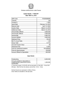ISIN Code IT0005086886 Tranche 3rd Coupon(*) 1.35% Issue Date