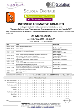 INCONTRO FORMATIVO GRATUITO 25 Marzo 2015