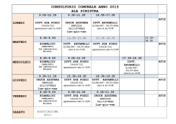 Orari utilizzo consultorio ala sinistra