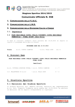 Comunicato Ufficiale N. 558 5. Giustizia Sportiva
