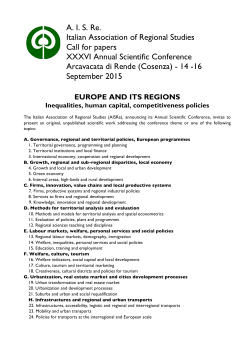 A. I. S. Re. Italian Association of Regional Studies Call for papers