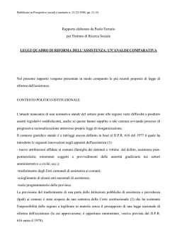 Legge-quadro di riforma dell`assistenza: un`analisi comparativa