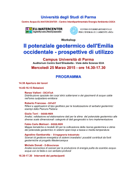 Programma geotermia 25 marzo 15 - Università degli Studi di Parma