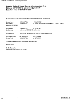 Oggetto: Giudice di Pace di Crotone. Astensione giudici Rinvii