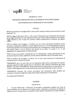 delibera n. 4/2015 procedure comparative per la selezione di otto