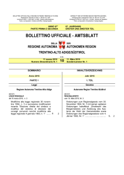 Sondernummer Nr. 1 - Regione Autonoma Trentino Alto Adige