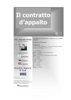 Il contratto d`appalto - Avvocato Renato D`Isa