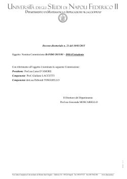 Decreto direttoriale n. 21 del 10/03/2015 Oggetto: Nomina Commissi