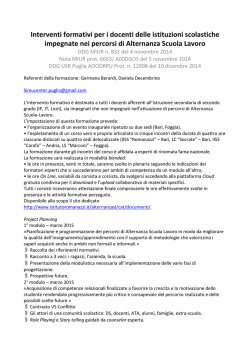Interventi formativi per i docenti delle istituzioni scolastiche