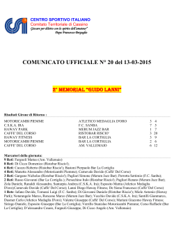 Calcio a 5 - Comunicato Ufficiale N. 20/2014-2015