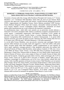 Domenica a Ferrara la Maratona