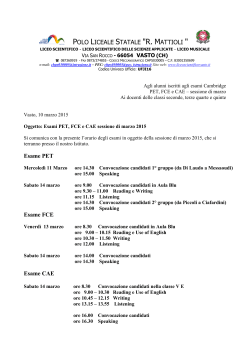Comunicazione esami PET, FCE e CAE sessione di marzo 2015