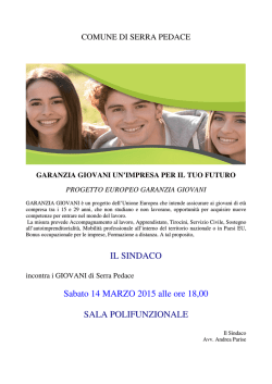 IL SINDACO Sabato 14 MARZO 2015 alle ore 18,00 SALA