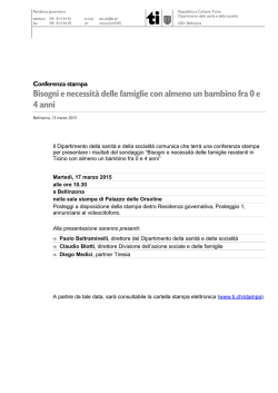 Bisogni e necessità delle famiglie con almeno un bambino fra 0 e 4