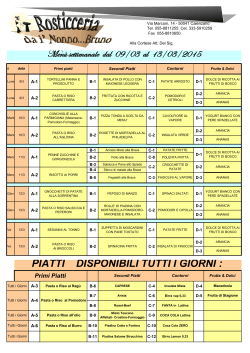 Menù della Settimana - Rosticceria da i`Nonno Bruno