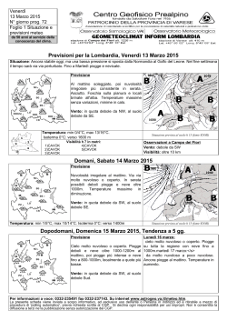 Previsioni per la Lombardia, Venerdì 13 Marzo 2015 Domani