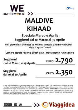 Maldive Kihaad speciale soggiorni dal 10 marzo al 30