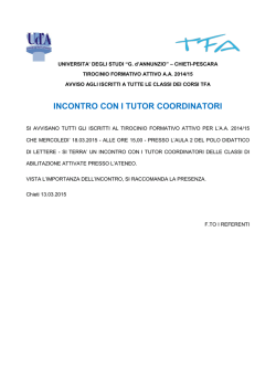 INCONTRO CON I TUTOR COORDINATORI