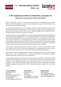 Il 70&deg; Campionato di Serie A1 Femminile su