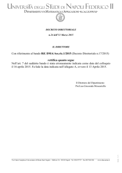 Con riferimento al bando Rif. DMA/Ass.ric.1/2015 (Decreto