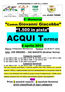 Locandina: Memorial Giacobbe - 1500 m. in pista