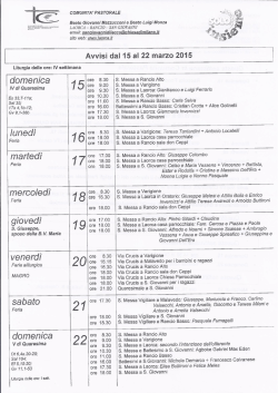 Calendario 15-22 marzo 2015