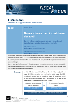 Fiscal News n. 80 del 10.03.2015 Nuova rateazione