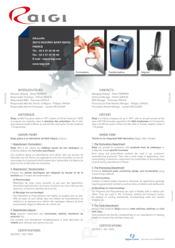 interlocuteurs historique savoir-faire certifications contacts history