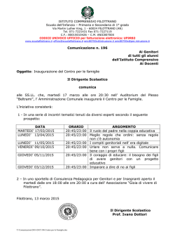 Inaugurazione Centro per le Famiglie