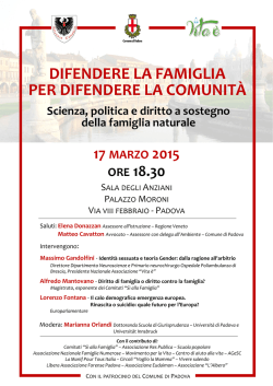 difendere la famiglia per difendere la comunit&agrave;