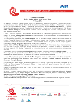 Page 1 Comunicato stampa: Trofeo Città di Milano 2015: domani il