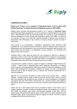 Ferrero vince il SAP Quality Award con Syskoplan Reply