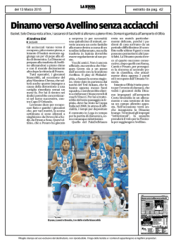 Dinamo verso Avellino senza acciacchi